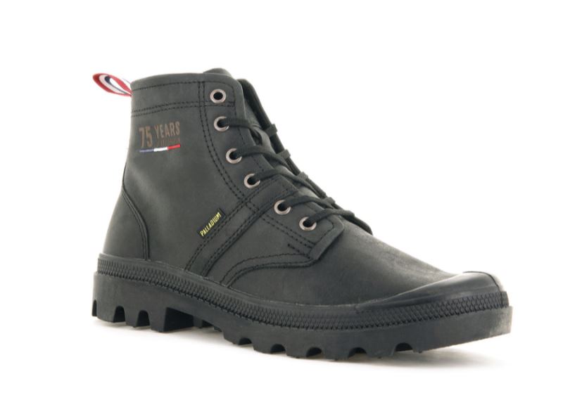 Palladium Pallabrousse 75th Koža Leather Boots Ženske Crne Crne | JzhnU447