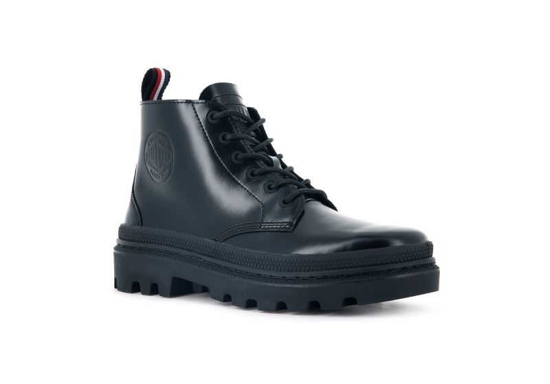 Palladium Pallatrooper Hi-1 Leather Boots Ženske Crne Crne | 7Hp3RtLx