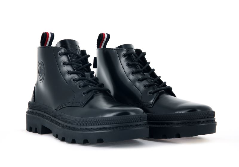 Palladium Pallatrooper Hi-1 Leather Boots Ženske Crne Crne | 7Hp3RtLx