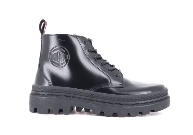 Palladium Pallatrooper Hi-1 Leather Boots Ženske Crne Crne | 7Hp3RtLx