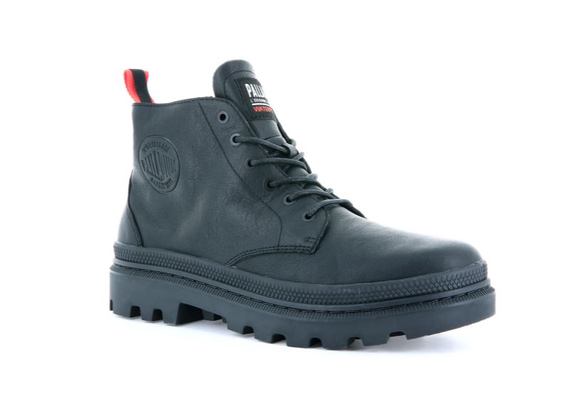 Palladium Pallatrooper Hi Wp+ Leather Boots Ženske Crne Crne | itOIP8Xc