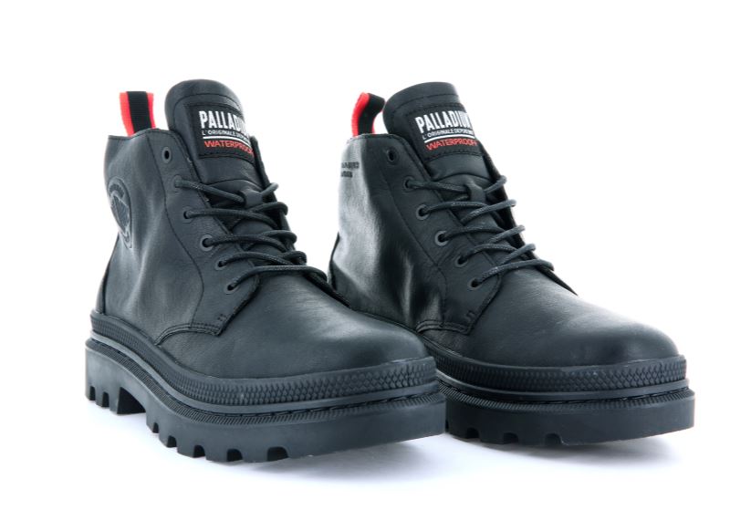 Palladium Pallatrooper Hi Wp+ Leather Boots Ženske Crne Crne | itOIP8Xc