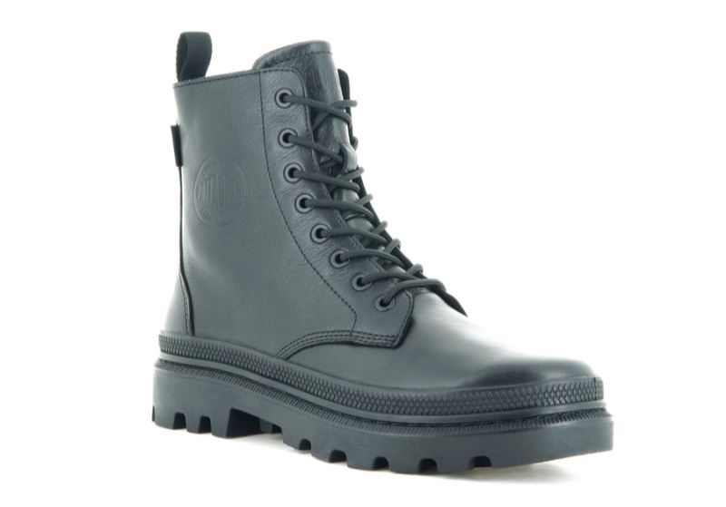 Palladium Pallatrooper Off Koža Leather Boots Ženske Crne Crne | B9TLjyGY