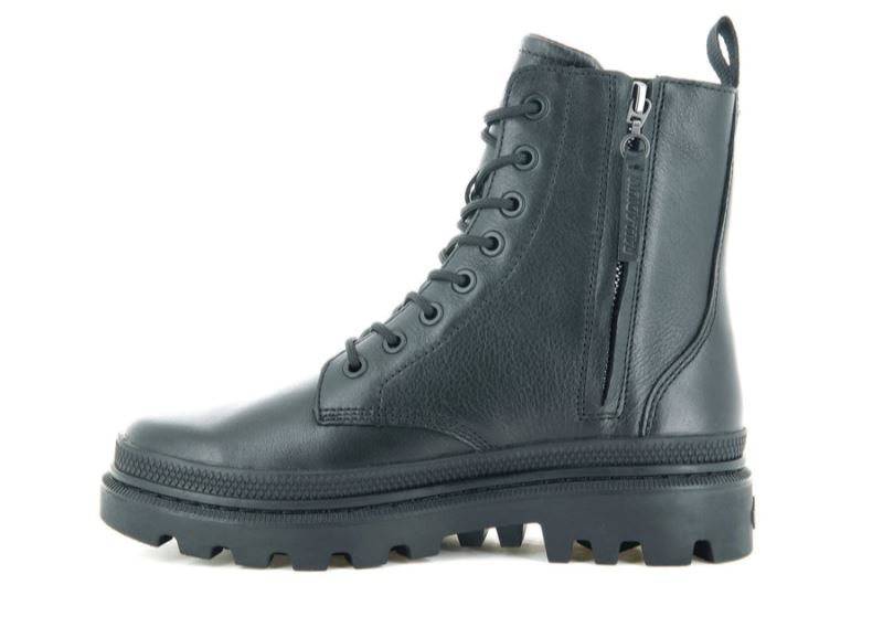 Palladium Pallatrooper Off Koža Leather Boots Ženske Crne Crne | B9TLjyGY