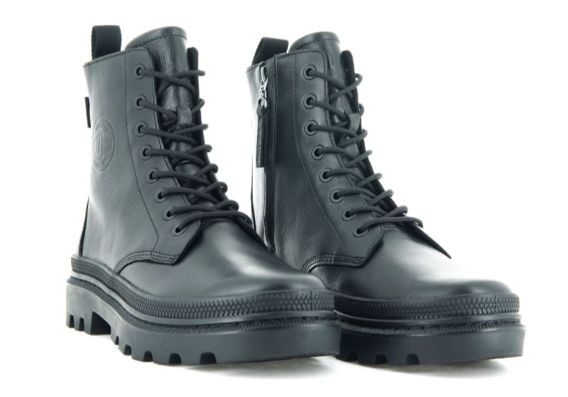 Palladium Pallatrooper Off Koža Leather Boots Ženske Crne Crne | B9TLjyGY