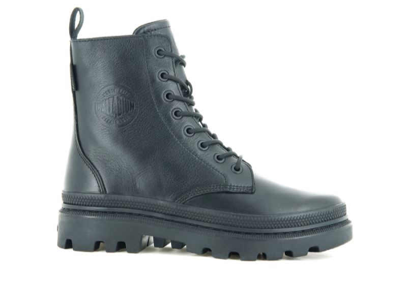 Palladium Pallatrooper Off Koža Leather Boots Ženske Crne Crne | B9TLjyGY