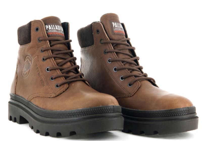 Palladium Pallatrooper Sc Wp+ Leather Boots Ženske Smeđe | ouMPUsfE