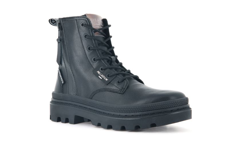 Palladium Pallatrooper Zip L Leather Boots Ženske Crne Crne | ytS6lX6Q