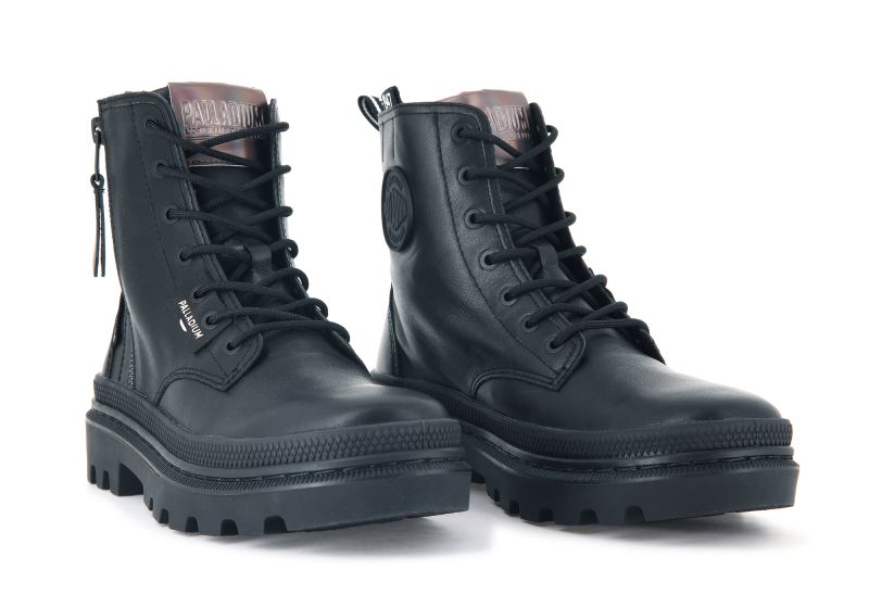 Palladium Pallatrooper Zip L Leather Boots Ženske Crne Crne | ytS6lX6Q