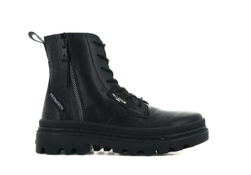 Palladium Pallatrooper Zip L Leather Boots Ženske Crne Crne | ytS6lX6Q