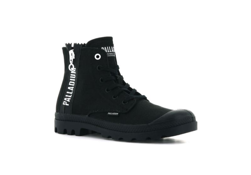 Palladium Pampa 2 Back Zip Canvas Čizme Ženske Crne Crne | 1C1EqfYX