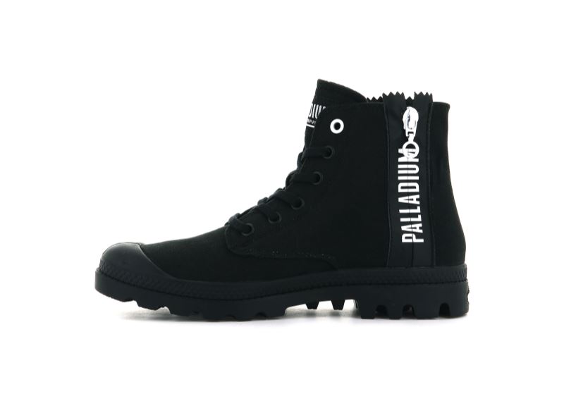 Palladium Pampa 2 Back Zip Canvas Čizme Ženske Crne Crne | 1C1EqfYX