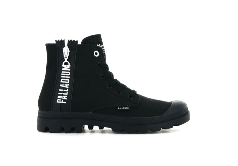 Palladium Pampa 2 Back Zip Canvas Čizme Ženske Crne Crne | 1C1EqfYX