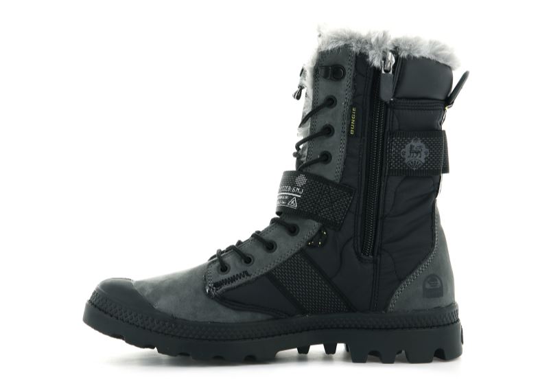 Palladium Pampa Europa Tactical Zimske Čizme Ženske Crne Tamno Sive | NExYJJyz