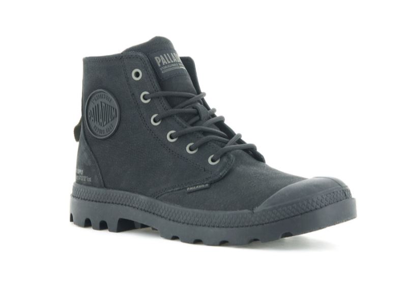 Palladium Pampa Hi Supply Koža Leather Boots Muške Crne Crne | AmiayBCh