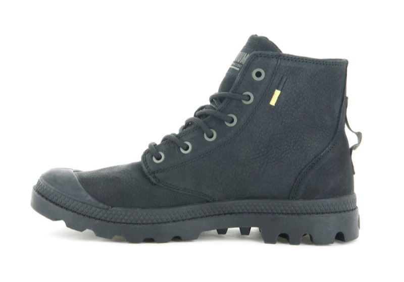 Palladium Pampa Hi Supply Koža Leather Boots Muške Crne Crne | AmiayBCh