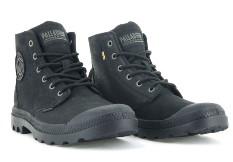 Palladium Pampa Hi Supply Koža Leather Boots Muške Crne Crne | AmiayBCh