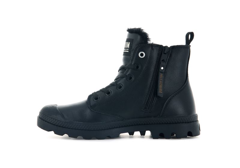 Palladium Pampa Hi Zip Koža S Čizme Ženske Crne Crne | a83XTSUe