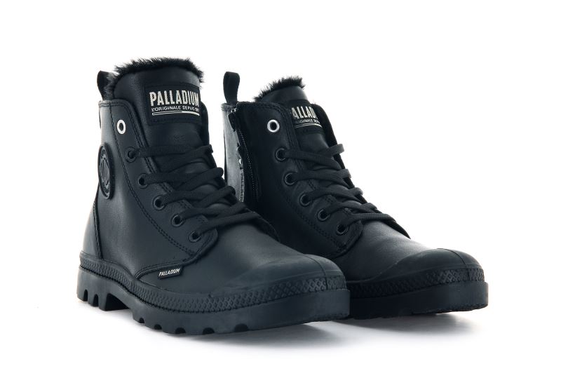 Palladium Pampa Hi Zip Koža S Čizme Ženske Crne Crne | a83XTSUe