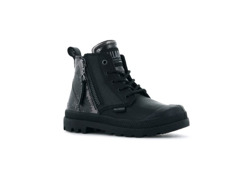 Palladium Pampa Hi Zip Rock Čizme Dječje Crne | S3qmqR5G