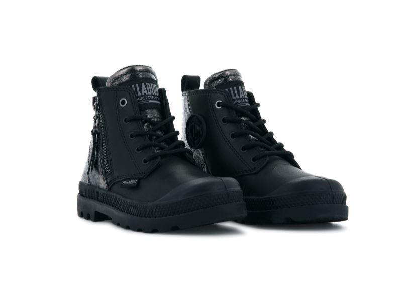 Palladium Pampa Hi Zip Rock Čizme Dječje Crne | S3qmqR5G