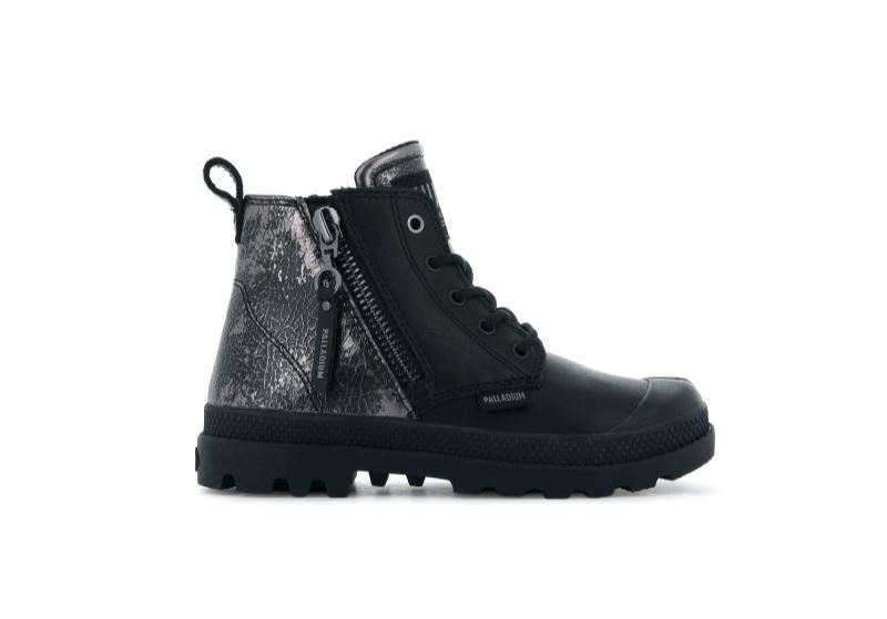 Palladium Pampa Hi Zip Rock Čizme Dječje Crne | S3qmqR5G