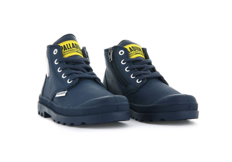 Palladium Pampa Mid Lth Zip Čizme Dječje Indigo | BUEB58Wx