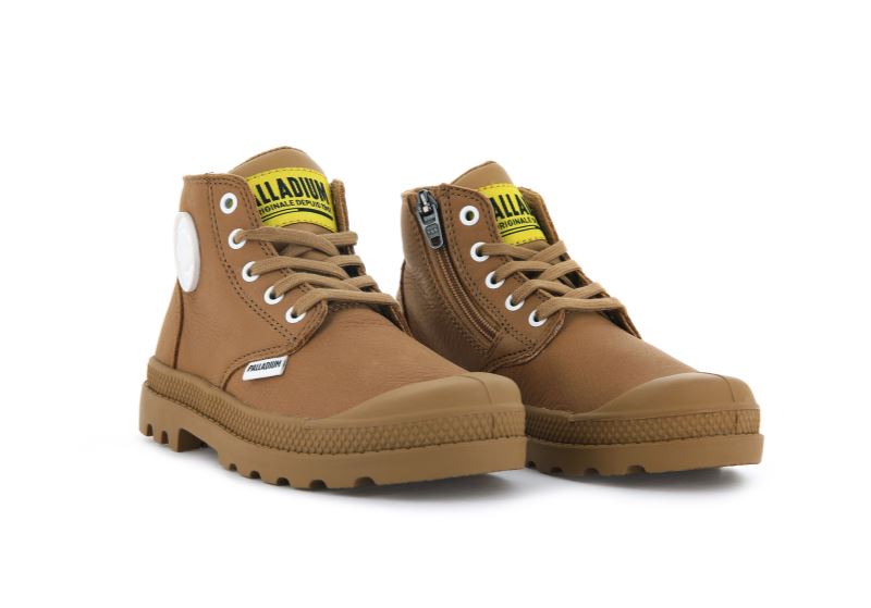 Palladium Pampa Mid Lth Zip Čizme Dječje Smeđe | DPqnjOaA