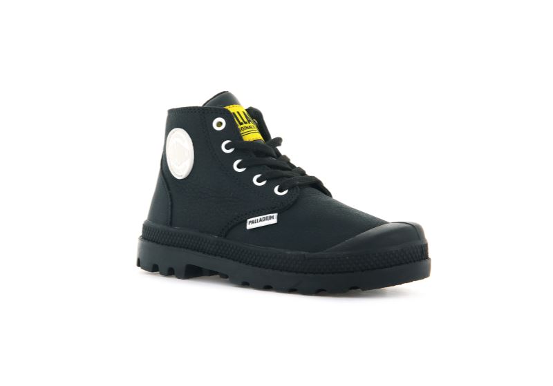 Palladium Pampa Mid Lth Zip Čizme Dječje Crne Crne | VTCMNJmw