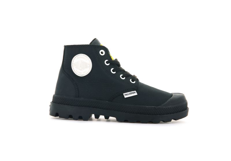 Palladium Pampa Mid Lth Zip Čizme Dječje Crne Crne | VTCMNJmw