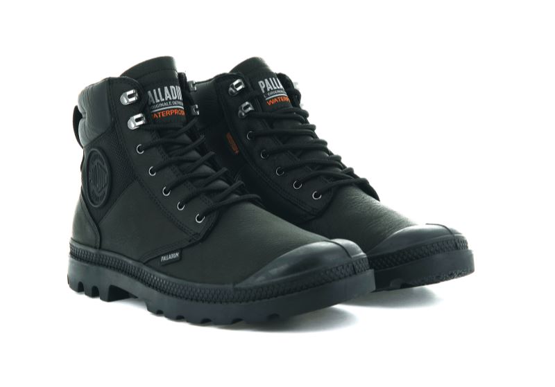 Palladium Pampa Shield Wp+ Lth Čizme Muške Crne Crne | m0BJ0Tzy