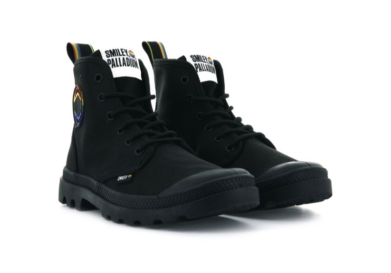 Palladium Pampa Smiley Pride Čizme Muške Crne Crne | 9G4o2HD2