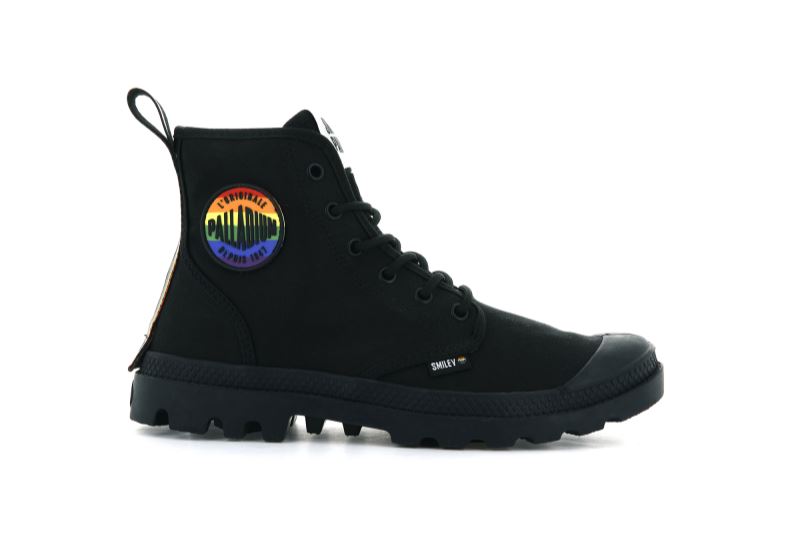 Palladium Pampa Smiley Pride Čizme Muške Crne Crne | 9G4o2HD2