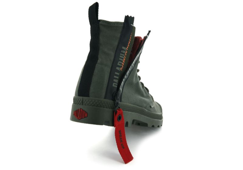 Palladium Pampa Unzipped Čizme Muške Tamno Maslinasto Zelene | XridquSc