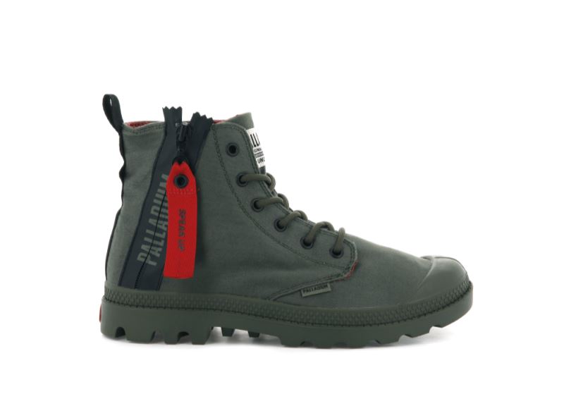 Palladium Pampa Unzipped Čizme Muške Tamno Maslinasto Zelene | XridquSc