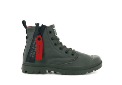 Palladium Pampa Unzipped Čizme Ženske Tamno Maslinasto Zelene | GLdfIHk8